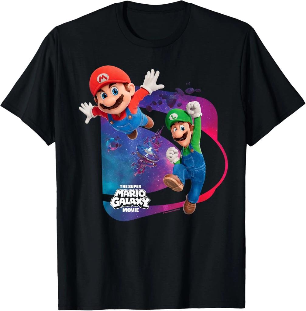 Футболка Super Mario Galaxy Movie Марио и Луиджи Мужская и Женская Новая Летняя Хлопок Y2K Одежда Модная Повседневная С Коротким Рукавом Т...