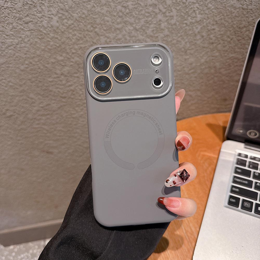 Жидкое Нано Матовое Стекло Для Чехла Magsafe Для iPhone 17 16 15 14 13 Pro Max Магнитная Беспроводная Зарядка Силиконовый Ударопрочный Чехол
