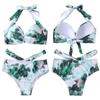 Push Up Bikini High Waist Swimsuits Twisted Swimwear Women  New Solid Biquini Halter Bathing Suit Cut Out Beach Wear EMA