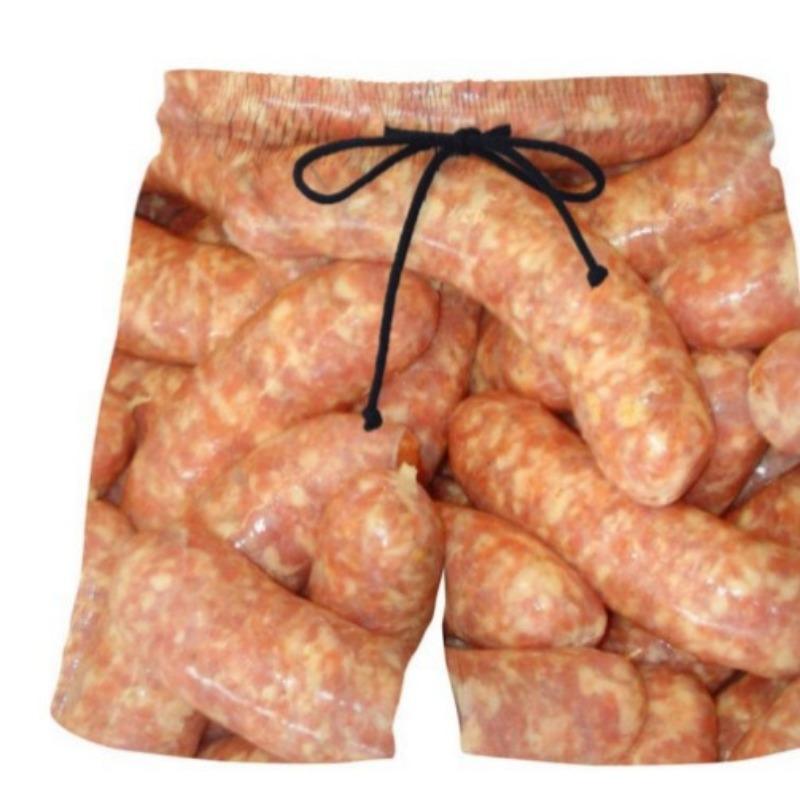 Летние шорты с 3D принтом вкусной еды, модные, повседневные, пляжные, мужские