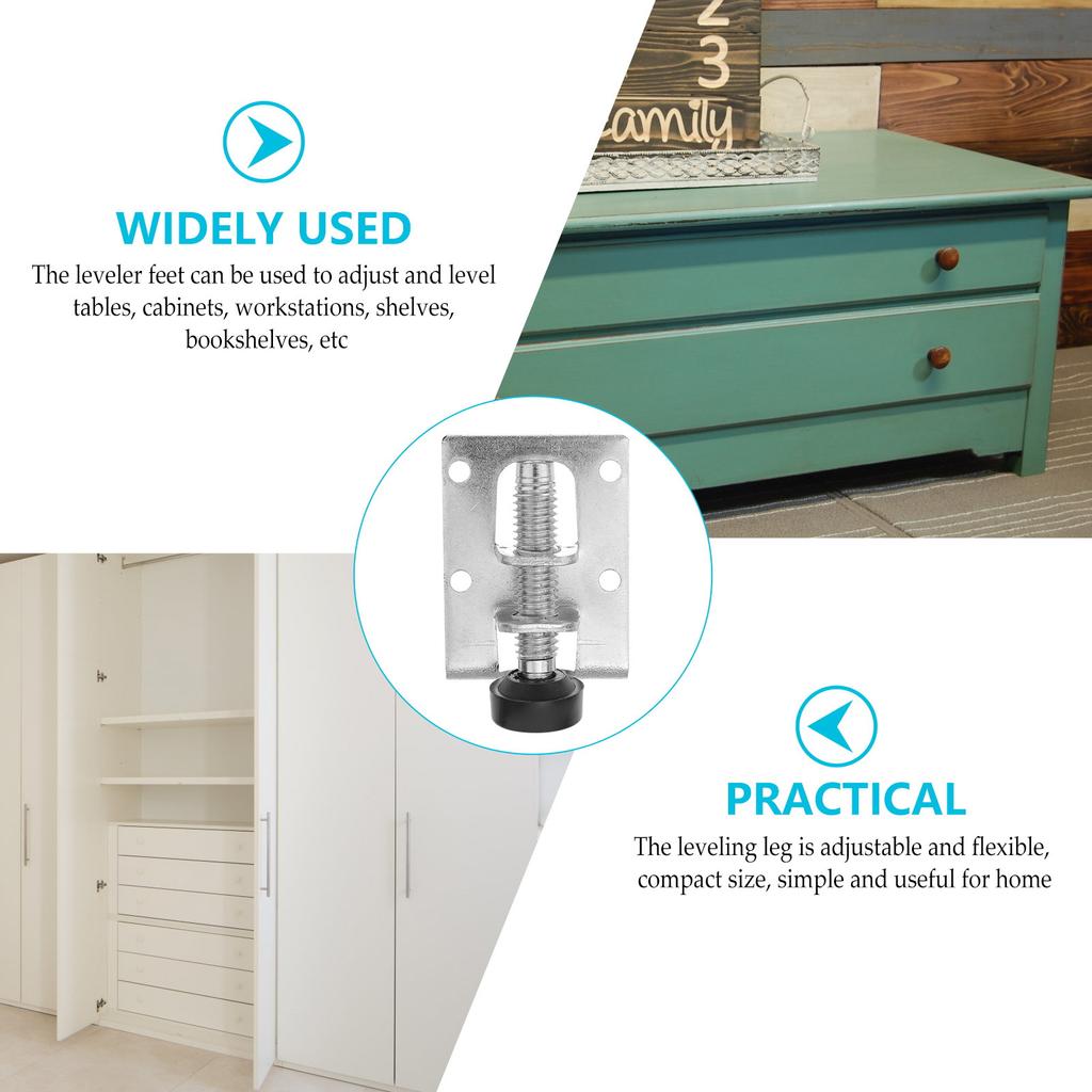 4Pcs Adjustable Furniture Leveling Feet Heavy Duty Steel Height Levelers for Cabinet Wardrobe Table Workbench Corner Bracket