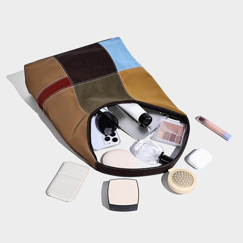 European and American retro-style colorful patchwork casual simple handbag for women, 2025 new trendy fashion crossbody bag