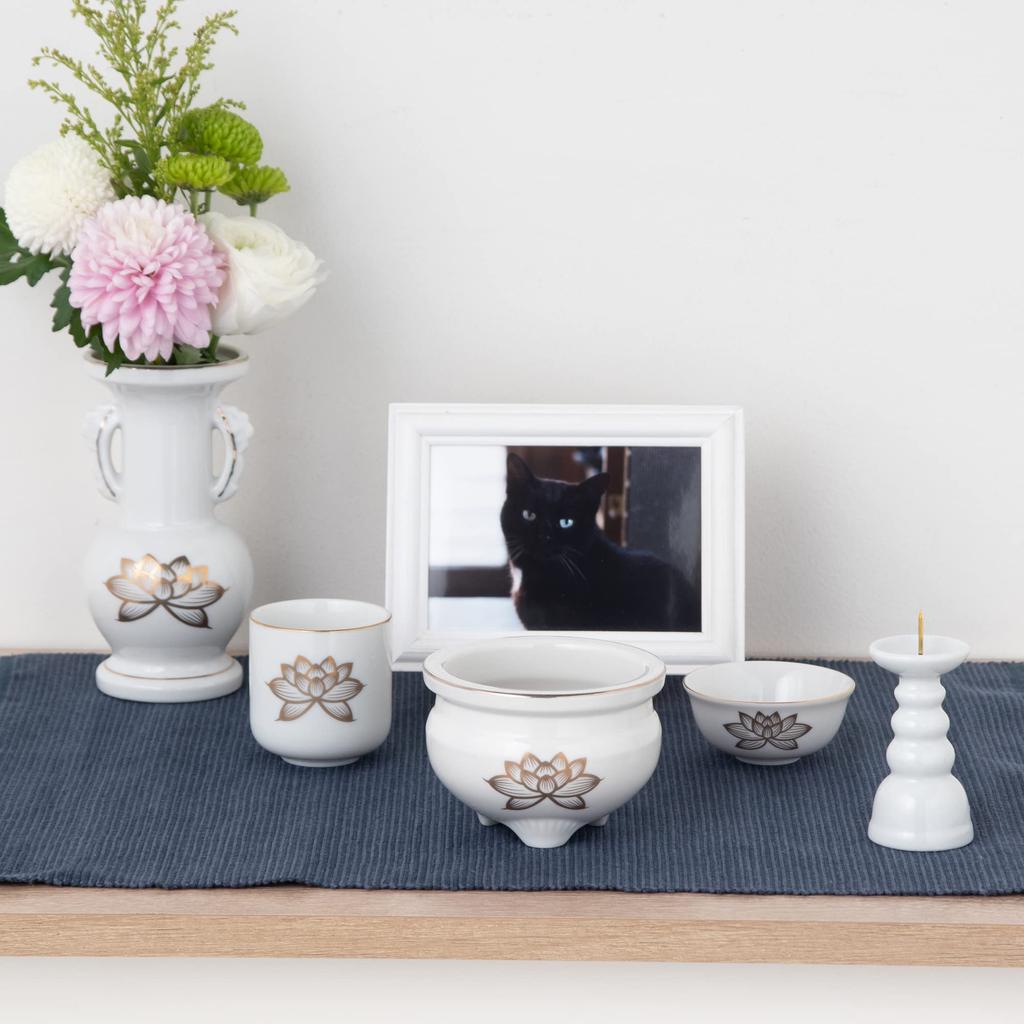 Tomatsu Shoten Buddhist Altar Accessories, Shinto Altar Accessories, White Gold Lotus 3.0 Incense Burner AM-TM591