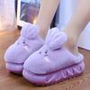 Милые тапочки с толстым дном в виде кролика 2024 года, новые женские осенне-зимние плюшевые теплые хлопковые тапочки, женские домашние тапочки для улицы