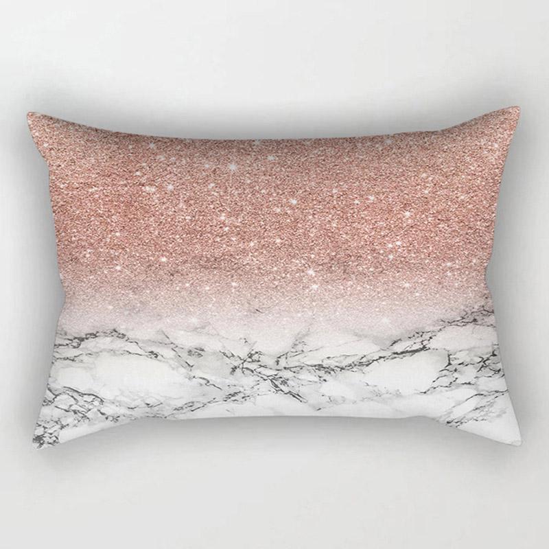 Trendy Unisex Popular Home Textile 30x50cm High Quality Decorative Pillow Covers 1PC Hot Sale Cushion Covers For Sofa Rose Golden Pink Geometric