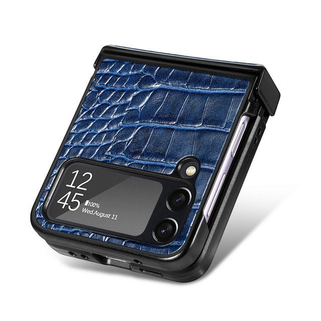 Антибликовый чехол для телефона из крокодиловой кожи для Samsung Galaxy Z Flip 4 5g Flip4 Flip3 Flip 3, нескользящий деловой чехол Funda