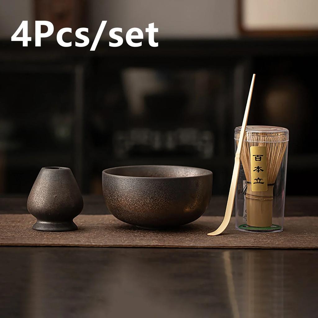 Набор для приготовления японского матча из 4 предметов: бамбуковый венчик, чайная ложка, кисточка, чайная ложка-кильн. Набор чайных инструментов. Для приготовления чая в помещении.