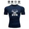 Мужская темно-синяя компрессионная футболка с коротким рукавом Power Gym с графикой, дышащая, высокая эластичность, облегающий крой, топ для тренировок и бодибилдинга