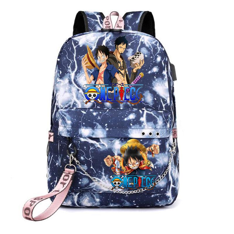 Школьная сумка-рюкзак USB с принтом One Piece для учеников начальной и средней школы, для мужчин и женщин, с лямками