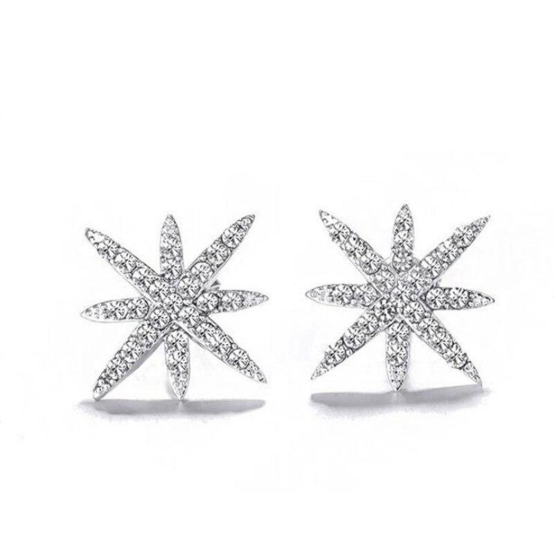 925 Sterling Silver Jewelry Temperament Fashion Micro-inlaid Zircon Crystal Accessories Female Personality Stud Earrings E105