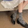 5Pairs Breathable Mid Tube Socks Thin Cotton Sweet Socks Women Cute Ruffle Bow Socks  Streetwear