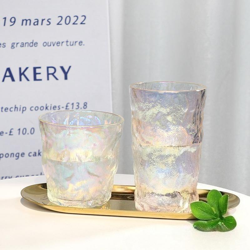 300 мл или 380 мл Стеклянная чашка с узором «ледник» Цветная чашка для питья, Высокоэстетичная стеклянная чашка Чашка для питья Пивная кружка для использования в работе