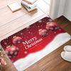 Christmas Entry Mat Burgundy Golden Light Snowflake Bokeh Print Durable Rug For Front Door Hallway Bedroom Home Decor