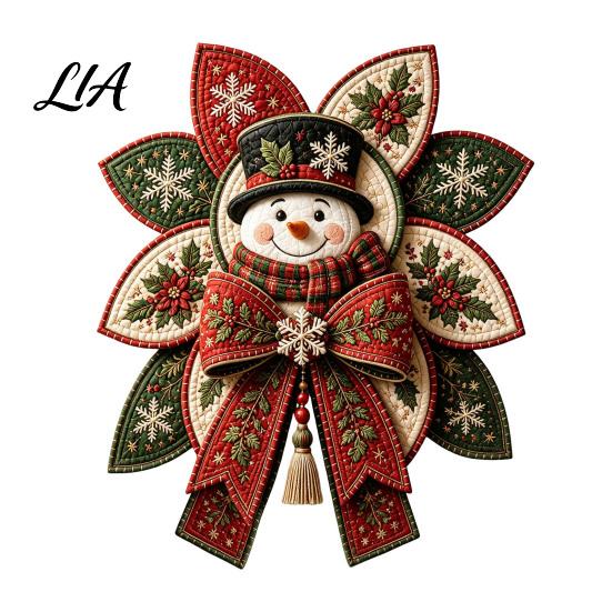Handmade Fabric Decorations Christmas Quilt Bow DIY Sewing Kit, 3D Decorative Ornament, Pre-cut Quilting Projects for Beginners And Step-by-Step Guide