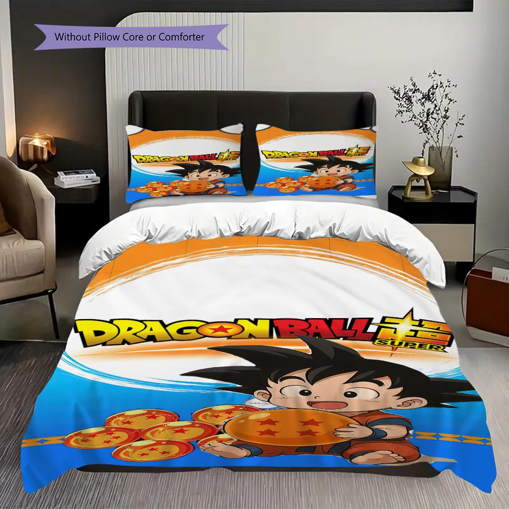 1PC Dragon Ball pattern Bedding Quilt Set Quilt Cover Pillowcase Home Decoration Birthday Gift (1 * duvet cover + 2 * pillowcase, without core)