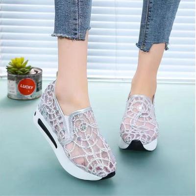 Модная летняя обувь на высокой платформе, женская сетчатая дышащая обувь, повседневная спортивная вулканизированная обувь, корейский стиль 2025, новая оригинальная 39, женская обувь