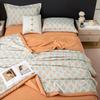 Summer Thin Quilt Bed Sheet Pillowcase 4pcs Bedding Set Home Textiles Soft Double Blanket Print Air-conditioning Quilt Washable