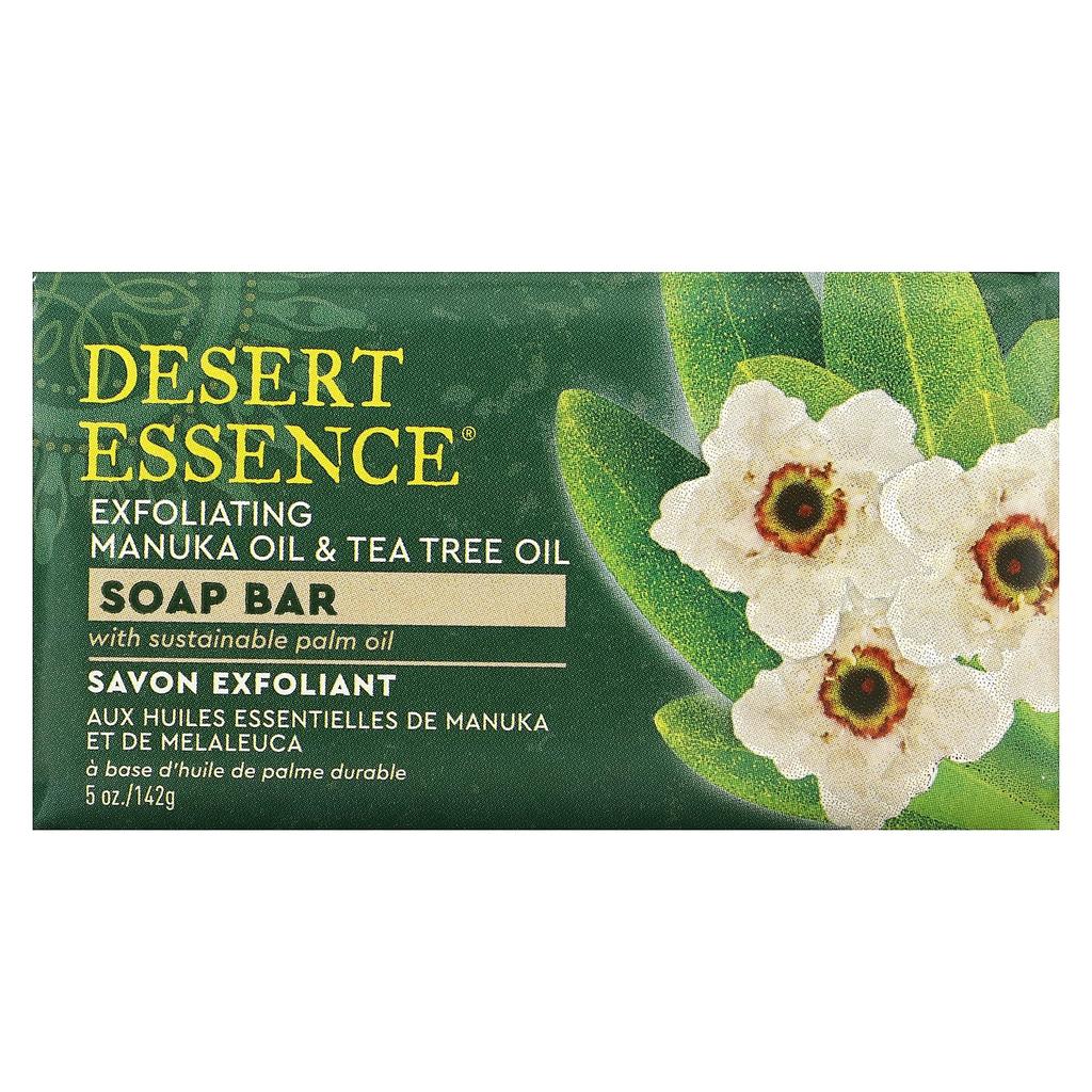 Desert Essence Exfoliating Manuka Oil & Tea Tree Oil, Soap Bar, 5 Oz (142 G)