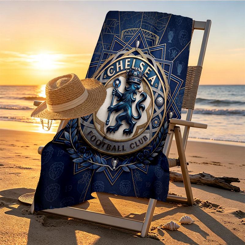 Chelsea Football Club Print Beach Towel Design, Soft, Lightweight. for Home Bathroom, Spa, Pool, Yoga, Surfing, Camping, Gift for Family, Friend