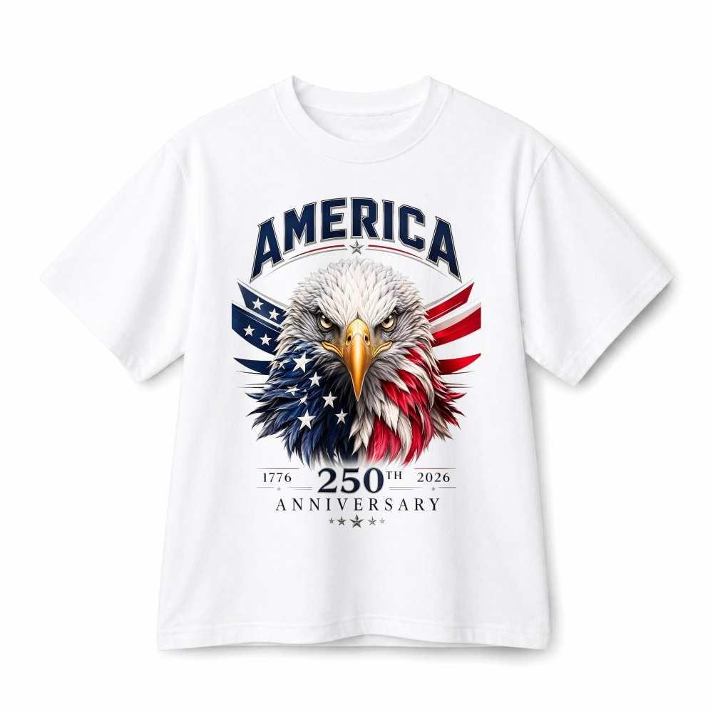 America 250th Anniversary USA Flag Bald Eagle Patriotic Cotton T-Shirt Unisex