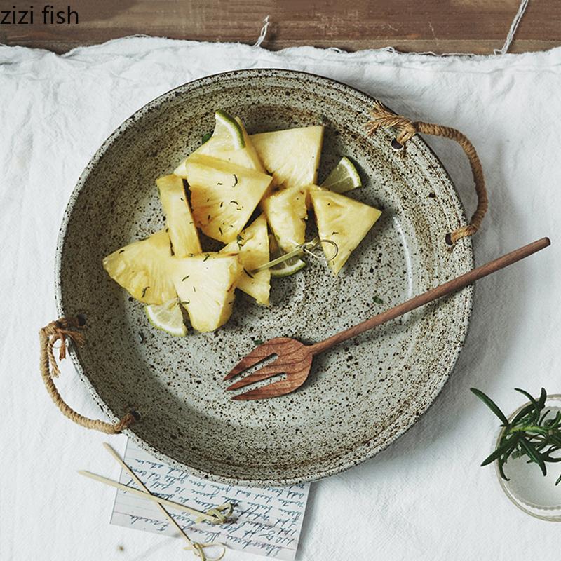 Круглая керамическая тарелка для фруктового салата, миски для макарон, супницы, домашняя кухонная утварь, супница, тарелка для морепродуктов, поднос для закусок и десертов