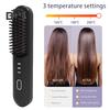 Беспроводная щетка-выпрямитель для волос 3 температуры Быстрый нагрев Перезаряжаемая от USB Дорожная портативная горячая щетка Электрическая пушистая укладка вьющихся волос Распутывание волос