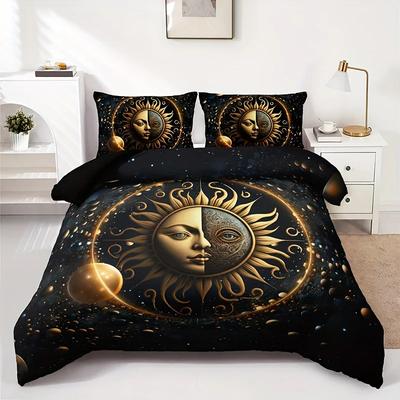 Комплект пододеяльника Moon Stars Celestial Sun Золотистый принт Постельное белье для домашнего декора