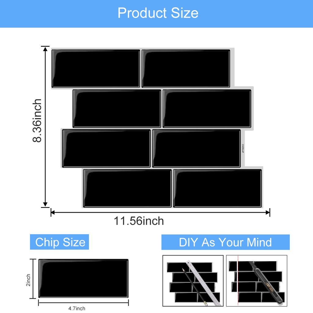 3 pcs/pack Strong Adhesive Wallpaper DIY Subway Wall Tiles Kitchen Bathroom Backsplash Stickers Waterprof for Home Decoration