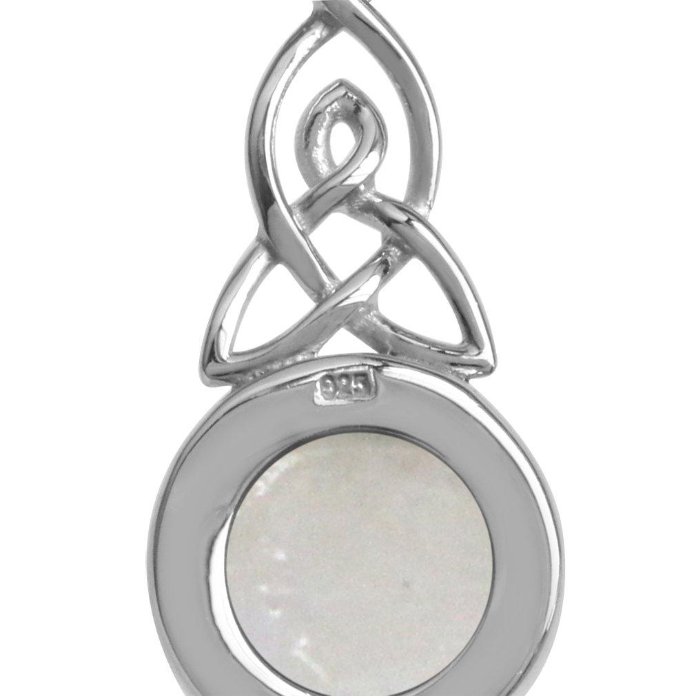 Подвеска Silvershake Natural Moonstone Triquetra Celtic Knot из стерлингового серебра 925 пробы с цепочкой 925 пробы, натуральное ожерелье Rainblown длиной 18 дюймов, маленькое, серебряное. ,
