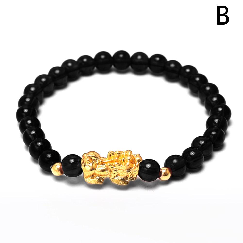 Fengshui Pixiu Bracelet Natural Obsidian Stone Beads Bracelets For Women Men Wealth Good Luck Buddha Bracelets Wristband Jewelry