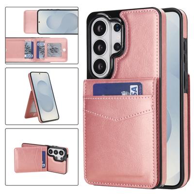 Вертикальный держатель для карт из кожи для Samsung S26 S25 Ultra S24 Plus S23 FE A56 A14 Кошелек Чехол Подставка Тонкий Карманный Чехол