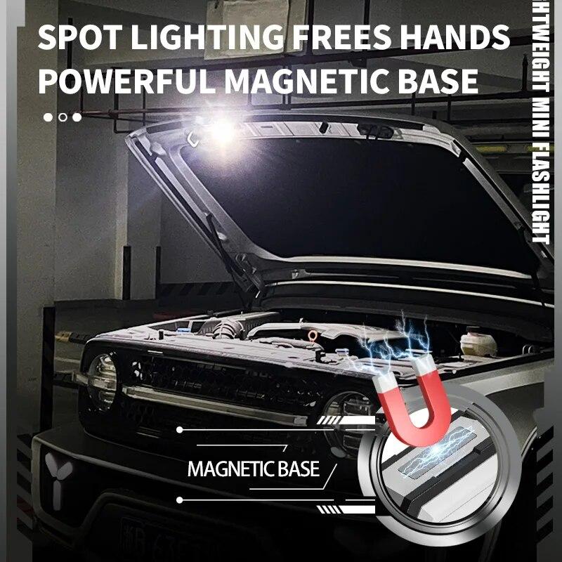 Супер яркий мощный карманный фонарик светодиодный многофункциональный Linterna Magnetic COB LED EDC мини-фонарик-брелок перезаряжаемый