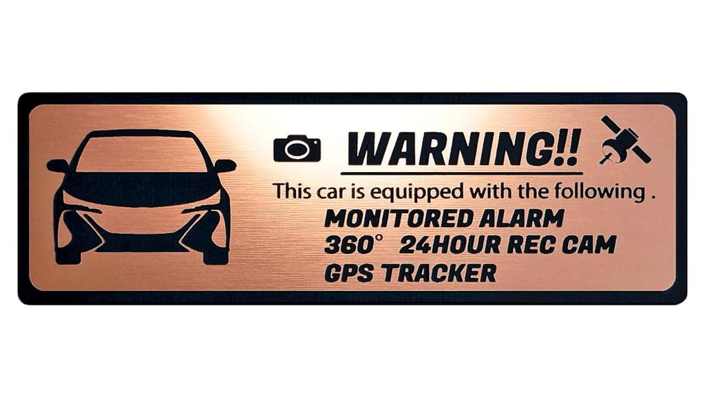 Honami Works Prius PHV 50 Series Security Emblem, 24-Hour Surveillance, Dash Cam, GPS Tracker Sticker, Pink Gold