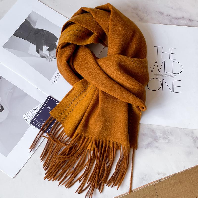 100 Wool Scarves Men's Winter Dark Blue Plaid Cashmere Scarf High-end Gift Boyfriend Dad Double-sided Shawl