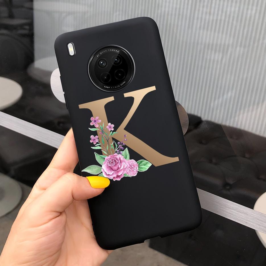 For Huawei Y9a 2020 Case 6.63'' Cute 26 Letters Cover Case For Huawei Y9a Y 9a Soft TPU Fundas HuaweiY9a Shockproof Phone Bumper