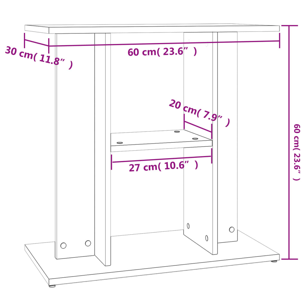 Aquarium Stand Gray Sonoma 60 x 30 x 60 cm Particleboard