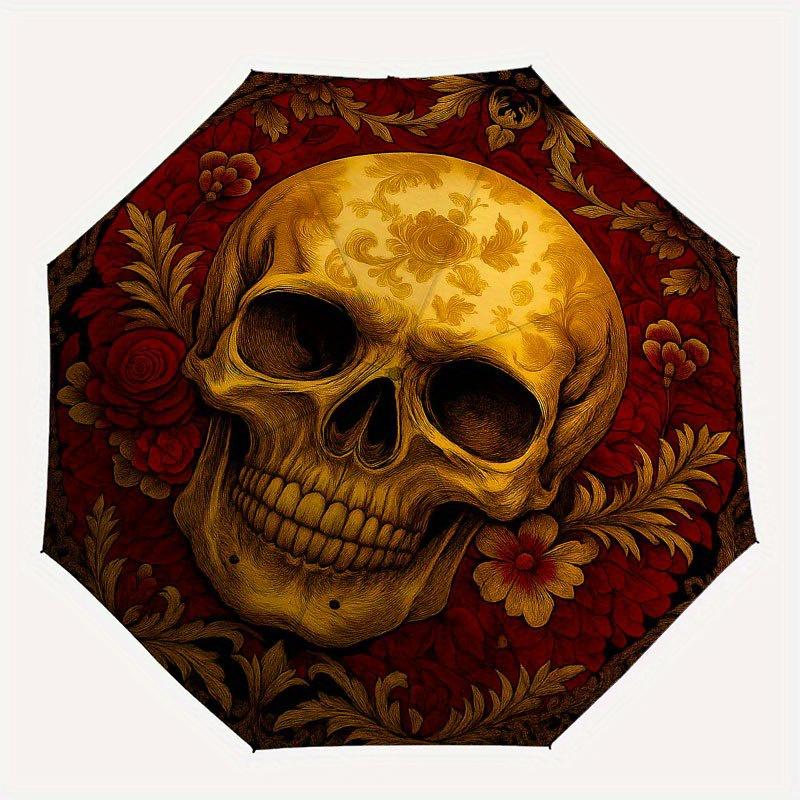 Арт-принт с изображением черепа Дня мертвых - Декоративный зонт Dia de los Muertos, Компактный складной зонт-трость 3 сложения для мужчин и женщин R151