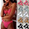 Women's Sexy Solid Bow Tie High Cut Bandeau Bikini Set Two Piece Swimsuit