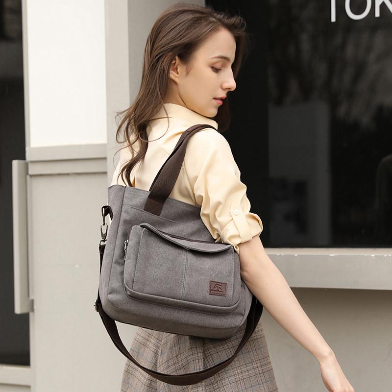 Womens Large Canvas Handbag With Secure Zipper Closure For Commuting And Office