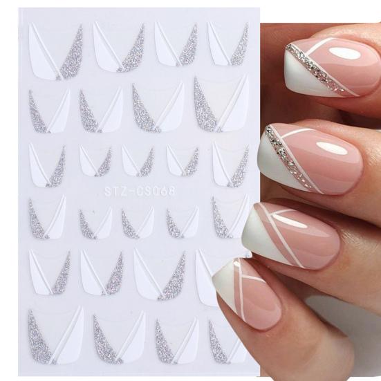 Nail Sticker French Style DIY Colorful Line Decal Powder 3D Transfer Slider for Manicure