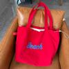 Original Design Letter Printed Canvas Bag Women's Red Large Capacity Shoulder Bag Casual Easiest for Match Fashion Beach Bag Cloth Bag