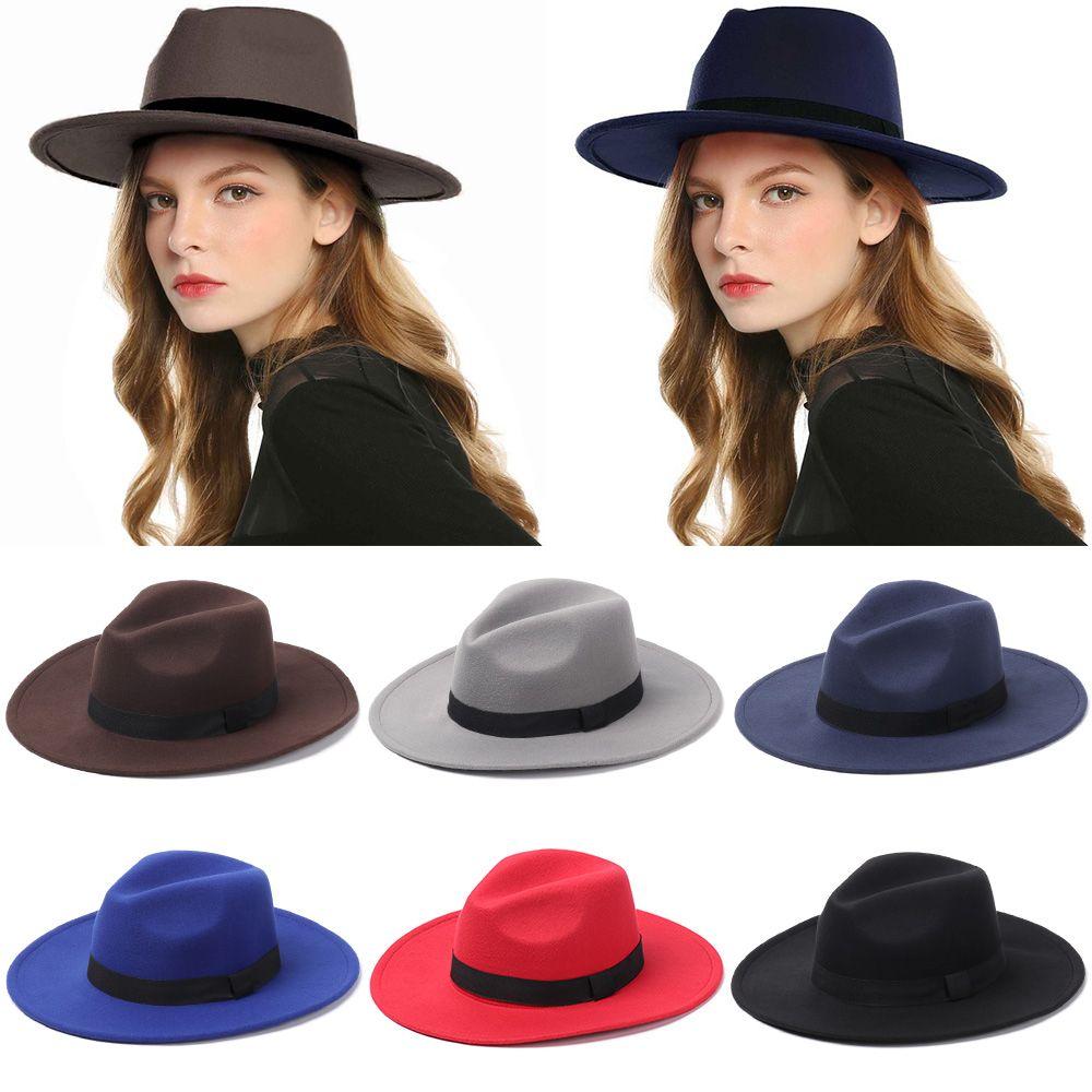 Winter Autumn Vintage Stage Performance Wide Brim Woolen Cowboy Hat Panama Fedora Hat Jazz Cap