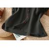 Women Solid Color Ruffle Linen Cotton Shirt Casual Cap Sleeve Breathable Summer Blouse