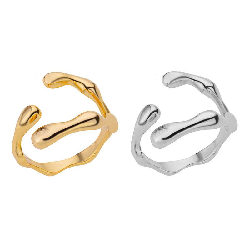 Модные 925 Серебряные Панк Изогнутые Кольца Открытия Мужские Женские Простой Дизайн Золото Серебряный Цвет Геометрическое Кольцо На Палец