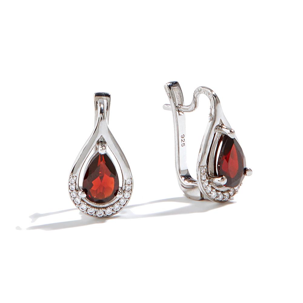 Простое элегантное серебряное кольцо и серьги для женщин, натуральный гранат, январский камень, аниме, модный комплект ювелирных украшений для подарка на годовщину свиданий