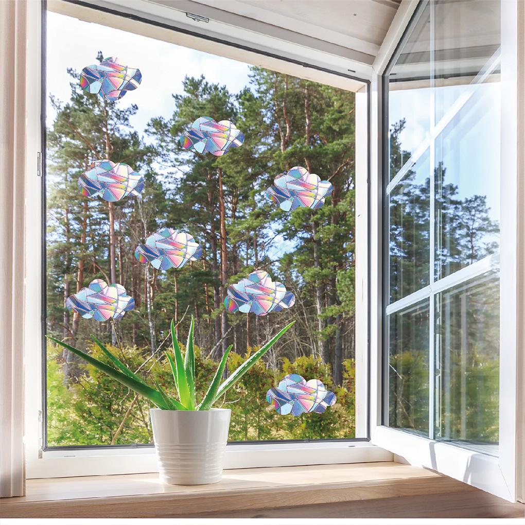 Стеклянная наклейка Радуга Анти-Столкновение DIY Наклейка на окно Съемный Многоразовый Ловец Солнца Облако Прикрепляемое Зеркало Приклеивается Спальня