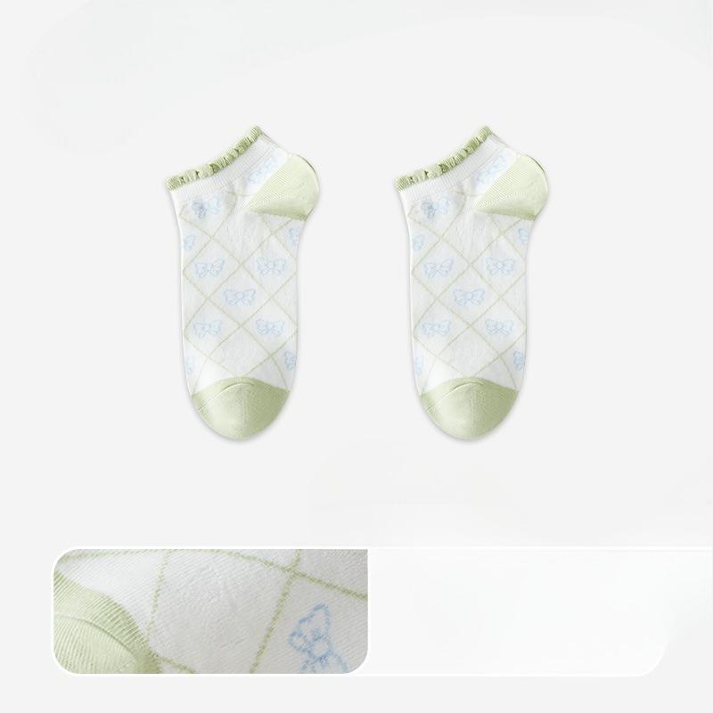 Женские летние тонкие спортивные повседневные носки из чистого хлопка, сетчатые, дышащие, не скатывающиеся, с антибактериальным эффектом и влагоотводящие, бесшовные