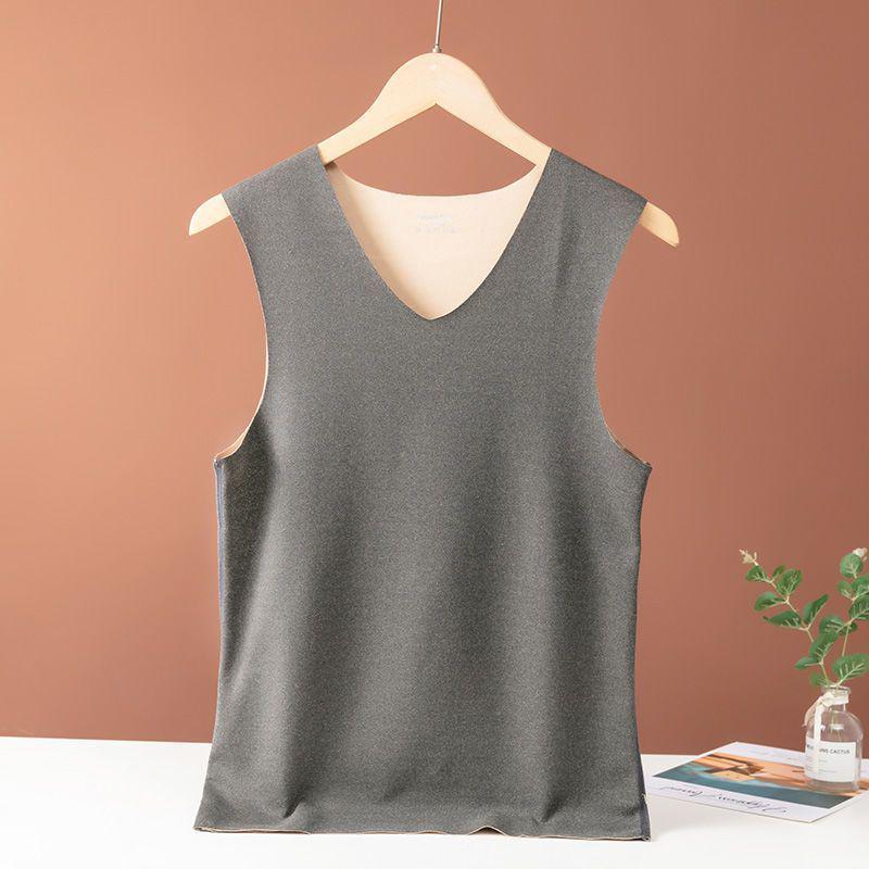 Мужской бесшовный двухсторонний бархатный теплый жилет с начесом снизу.