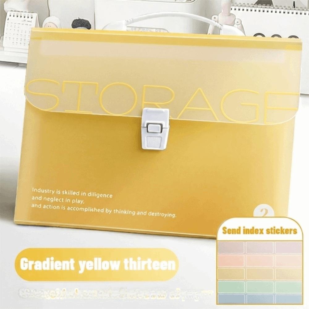 Gradient Color 13 Layer Folder Large Capacity Student Test Paper Storage Bag Office