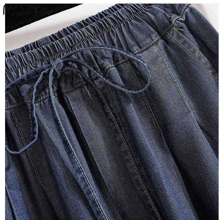 MOJTA Джинсы больших размеров, весенне-осенние женские эластичные брюки с высокой талией, свободные повседневные женские брюки